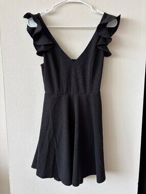 Mi Ami Black Ruffle Sleeve Dress - Size Small